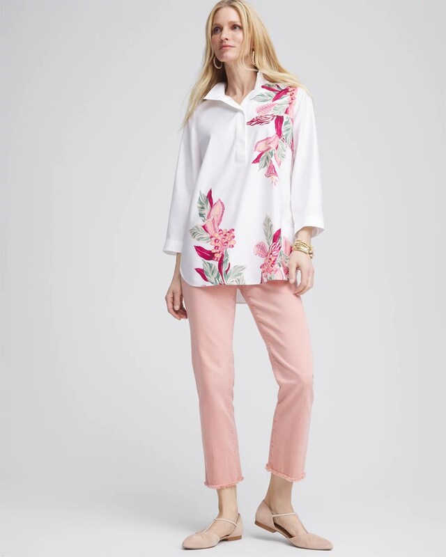 No Iron Floral Buttonback Tunic - image 2